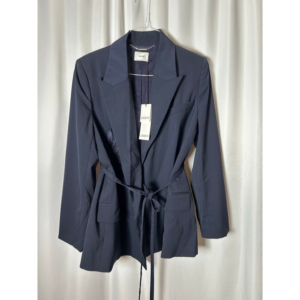 ERDEM Flower Double-Breasted Belted Wool Blazer - Picture 8 of 10